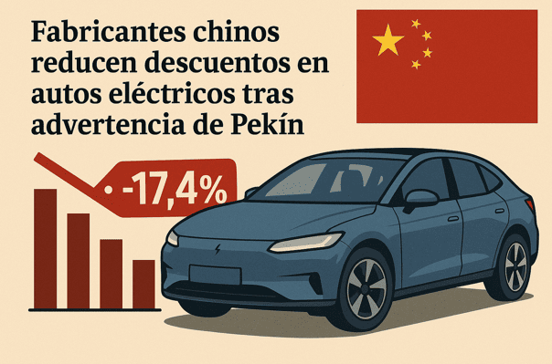 Fabricantes chinos reducen descuentos en autos eléctricos tras advertencia de Pekín